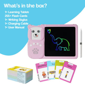 SmartTrace multi-sensory learning tablet with mess-free LCD drawing board and vocabulary flashcards for kids ages 3+