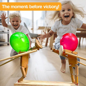 PopWars Balloon Fencing wooden set with knights, balloons, and fencing sticks for kids' interactive duel game