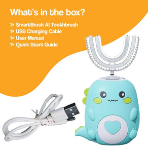 DinoBrush U-Shaped Smart Brush with AI technology and dinosaur design for kids' dental care