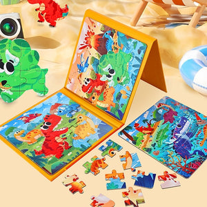 Colorful advanced magnetic puzzle book for kids featuring interactive educational themes and durable paper design