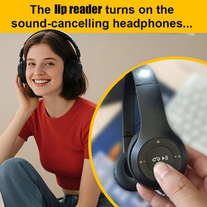 Lip Reading Party Game box with headphones and flashing lights for interactive fun at parties