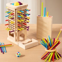 Natural wood Pick-Up Sticks game set for interactive parent-child brain training and educational play