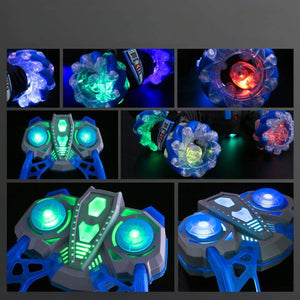 Gesture-sensing off-road drift remote control car with colorful lights and four-wheel drive on rocky terrain