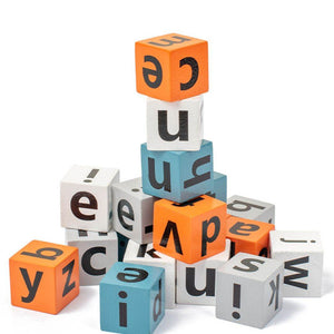 Children's English spelling game toy with colorful wooden letters for early learning and parent-child interaction