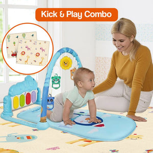 Baby Foot-Piano Fitness Rack with hanging rattles and soft mat for newborns playing and learning