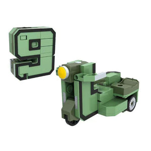 Digital deformation robot toy transforming from car to robot with colorful building blocks