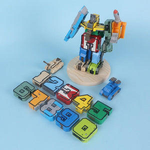 Digital deformation robot toy transforming from robot to car with colorful building blocks