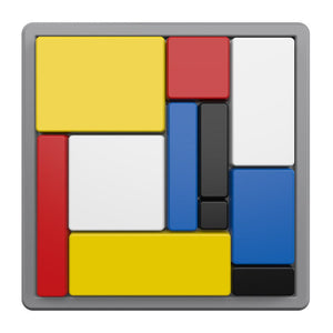 Child playing with colorful wooden educational logic puzzle blocks