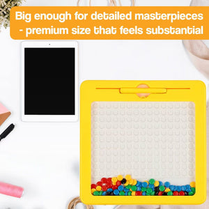 Colorful magnetic drawing board with beads and pattern cards for kids' creative play and learning