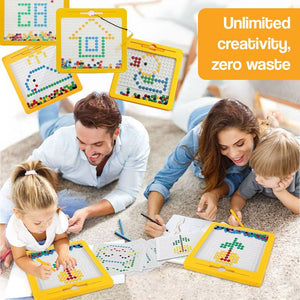 SnapBeads magnetic drawing board with colorful beads and pattern cards for creative, screen-free play