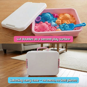 Magic sand play set with molds, tools, and latching tray for kids ages 3+