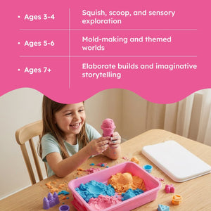 Magic Sand Play Set with tray, molds, and sculpting tools for kids ages 3+