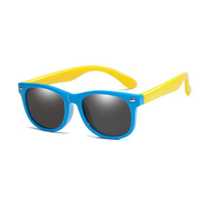 Kids polarized sunglasses with flexible, unbreakable rubber frame and total UV protection