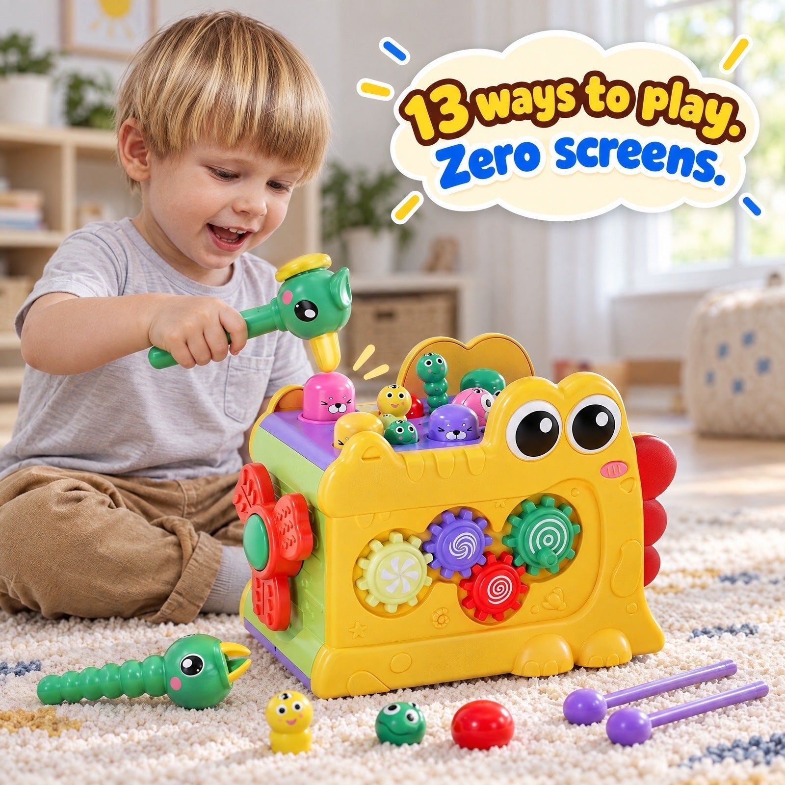 Whack-a-Mole Activity Cube with Xylophone