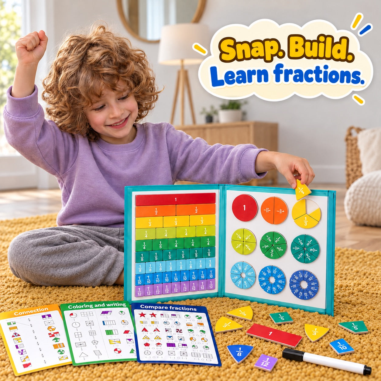Magnetic Fraction Learning Book – for kids ages 3–9