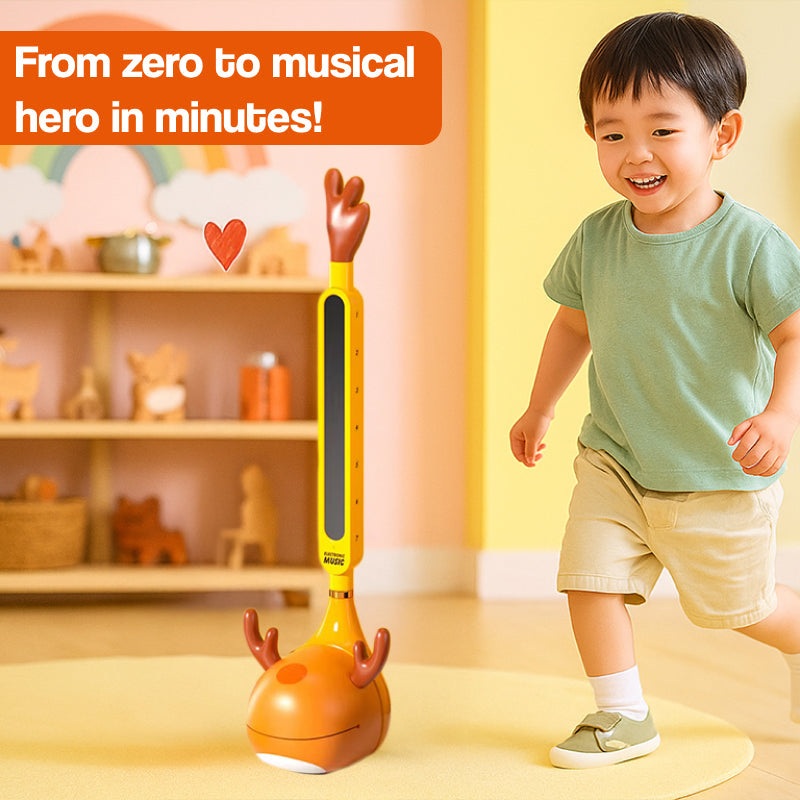 Easy-to-use adorable elk guitar toy for kids playing seven notes with vibrato and volume control