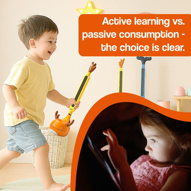 Easy-to-use adorable elk-shaped guitar for kids with touch-sensitive neck and vibrato effects
