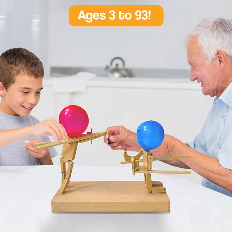 PopWars Balloon Fencing wooden set with knights, balloons, and fencing sticks for kids' duel game