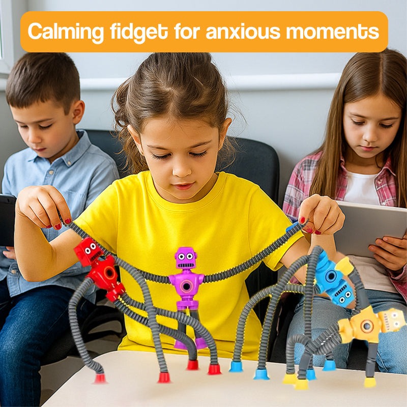 Colorful BendyBuddy Stick-Anywhere Fidget Toys with bendable limbs and suction cups for creative play