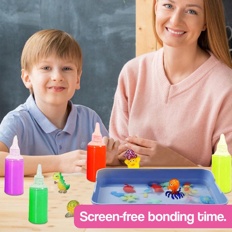Magic Gel kids craft kit with glowing, bouncy sea creatures and safe, reusable gels