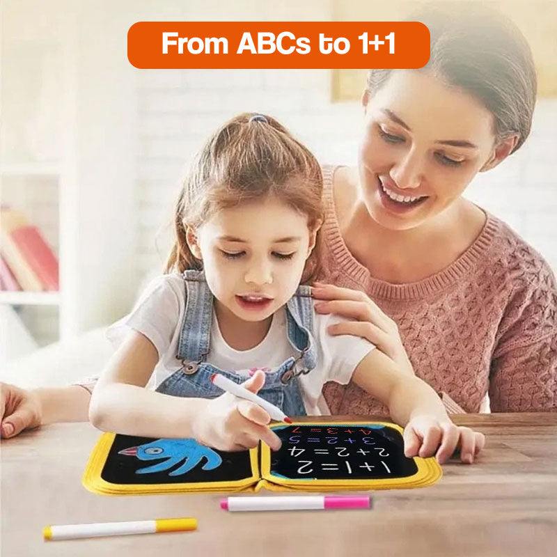 MagicWipe reusable mess-free drawing book with colorful pens and cleaning wipes for kids aged 4+