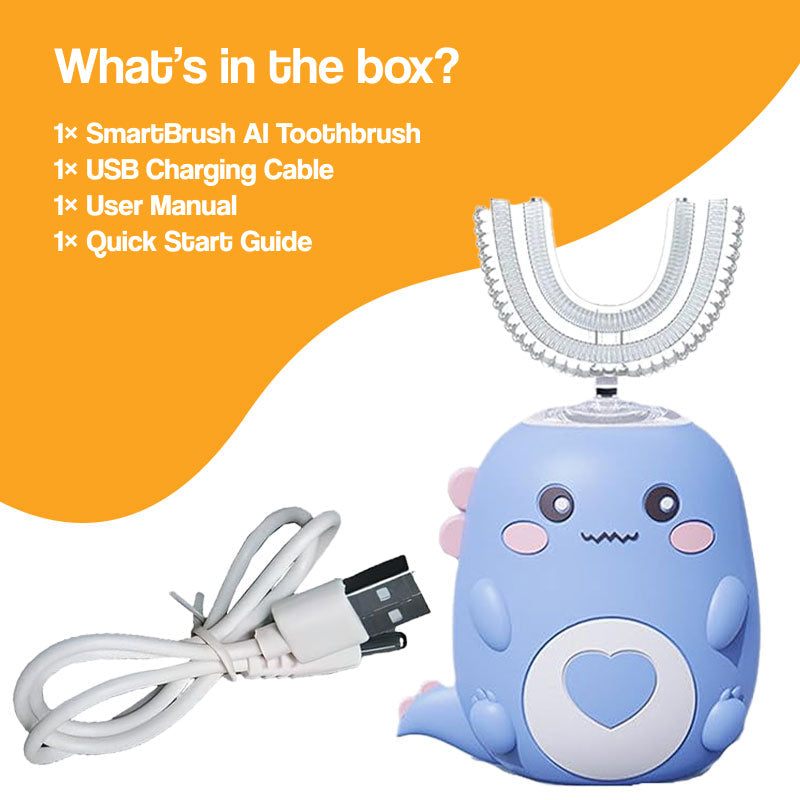 DinoBrush U-Shaped Smart Brush with cute dinosaur design and AI-powered gentle cleaning for kids ages 2-12