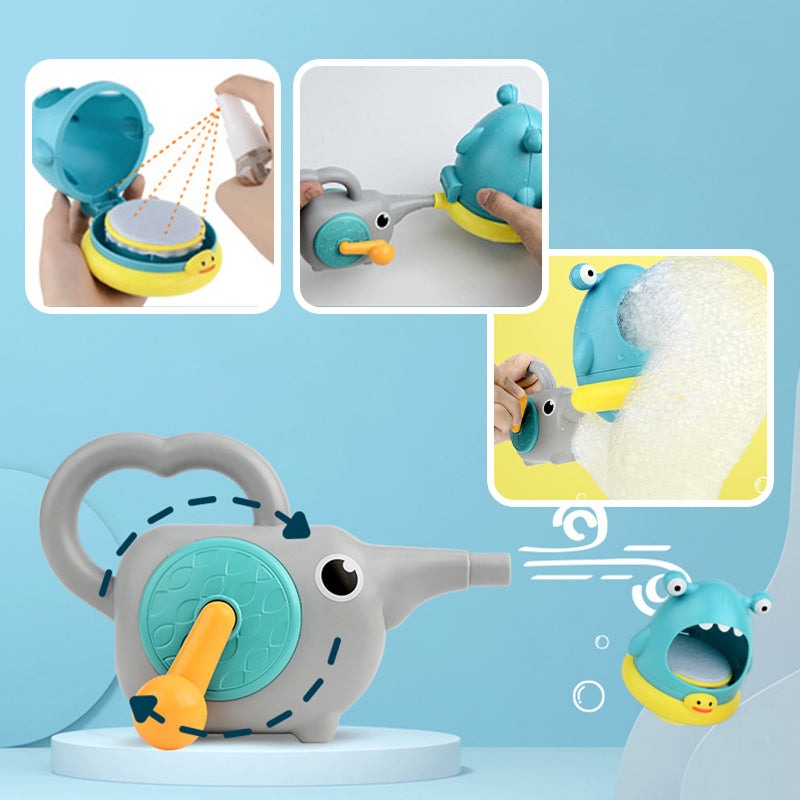 Ocean Adventure 4-in-1 Bath Play Bundle with glowing whale, foaming shark, surprise egg, and swimming turtles for kids' bath time play.