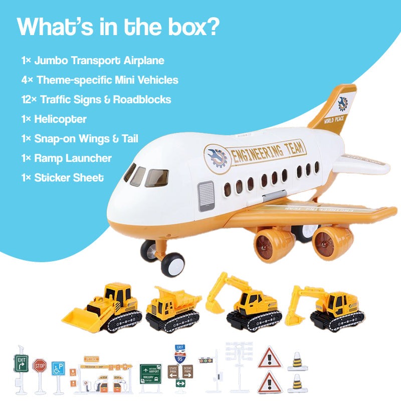 Little Hero Command Center jumbo airplane toy with lights, sounds, and rescue vehicles for kids ages 2+