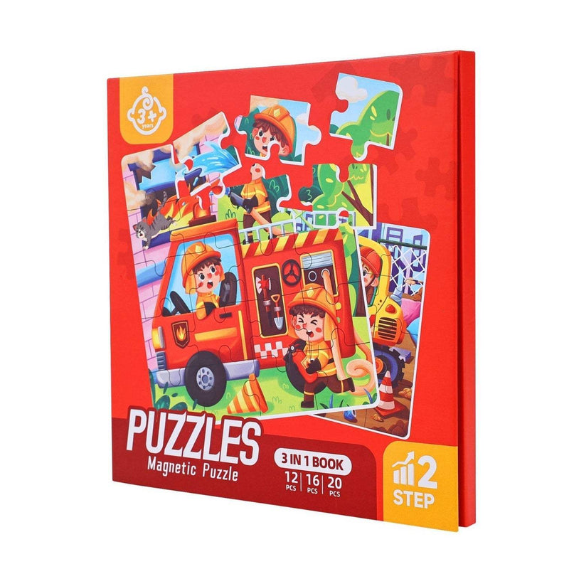 Child playing with colorful advanced magnetic puzzle book for kids aged 4-6 years