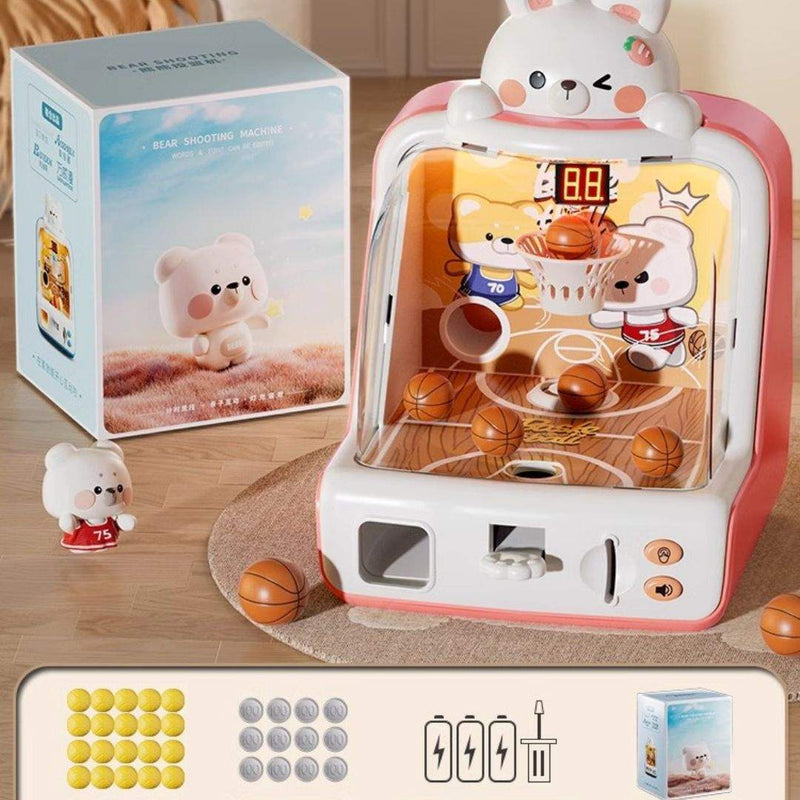 Colorful basketball arcade machine toy for kids aged 3-6 with sound effects and durable plastic design