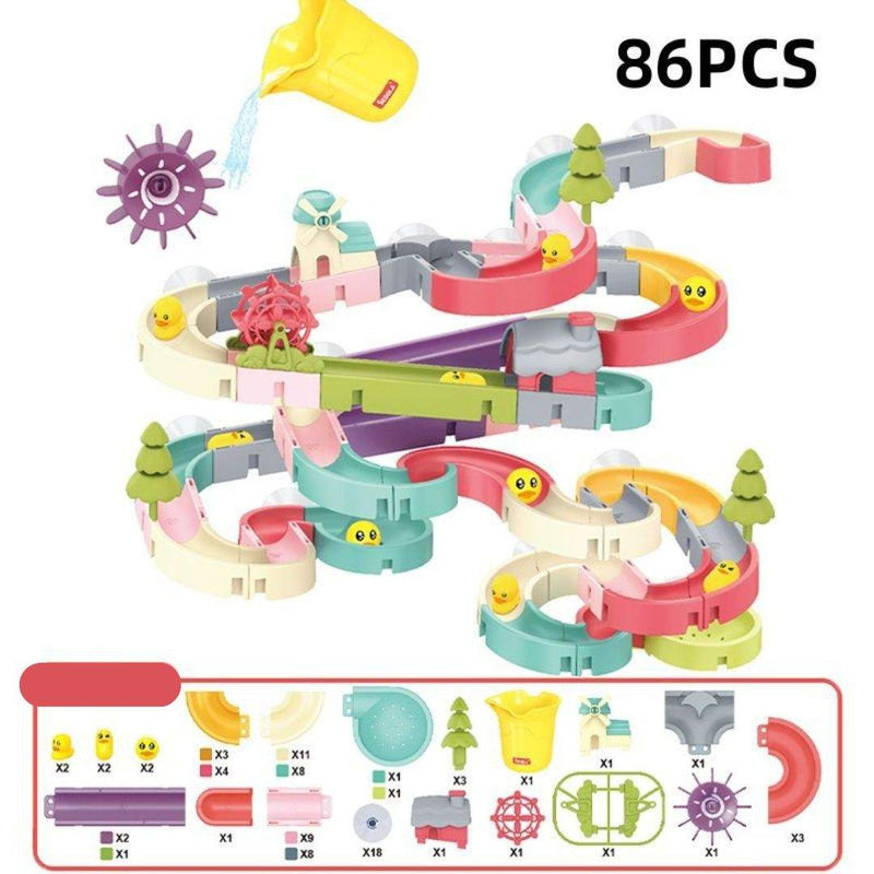 Colorful DIY water play track bath toy set made of safe plastic for kids