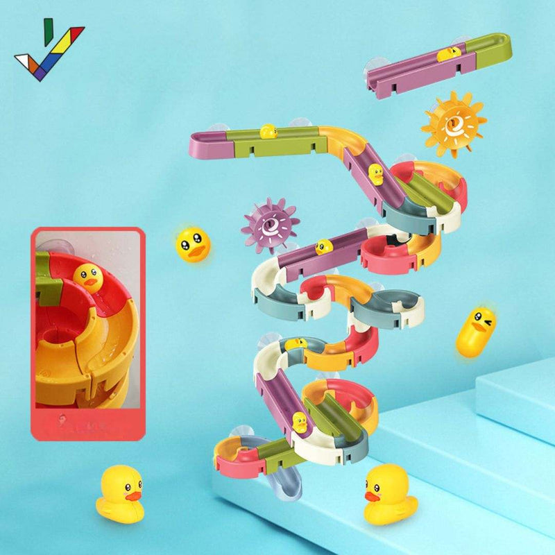 Colorful DIY water play track bath toy set for kids with non-toxic plastic pieces