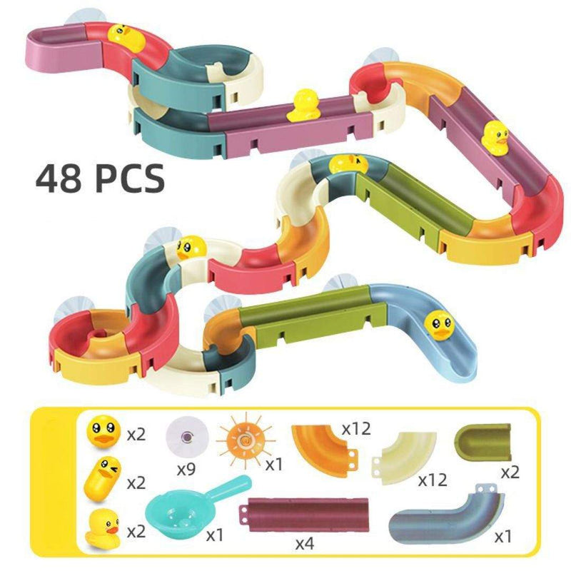 Colorful DIY water play track bath toy set for kids with interlocking pieces