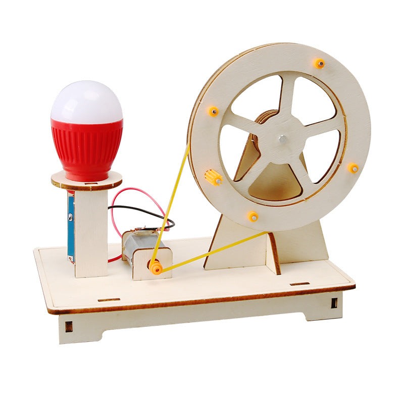 Hand-cranked generator educational toy kit made from eco-friendly materials for kids STEM learning and fun assembly