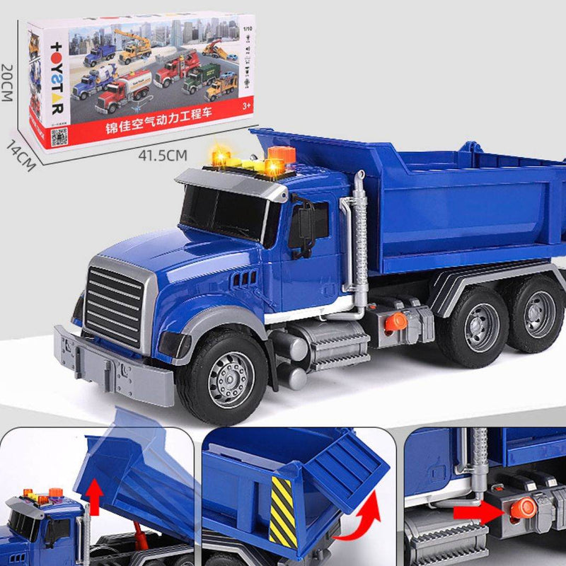 Oversized timber transport toy truck with crane made of durable plastic, featuring lights and music for kids aged 4-6