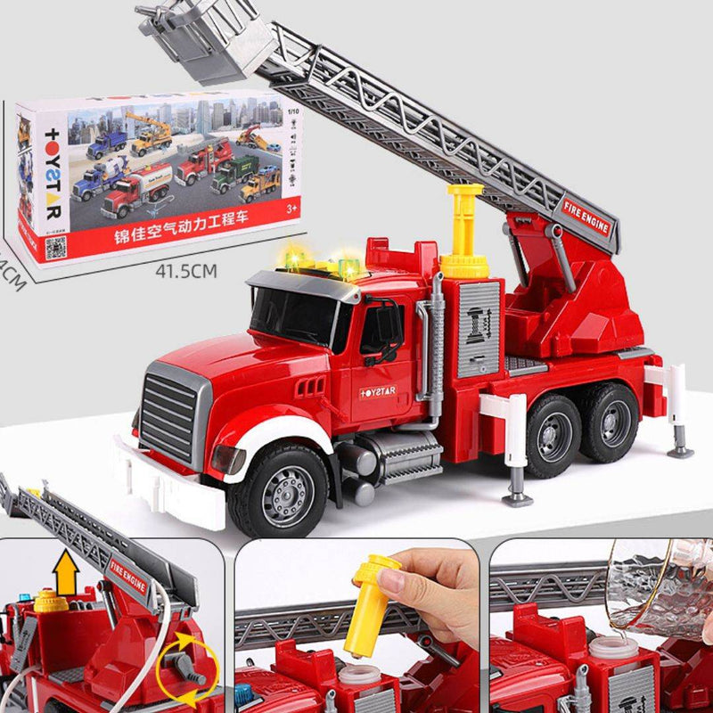 Oversized timber transport toy truck with crane and lights for kids aged 4-6