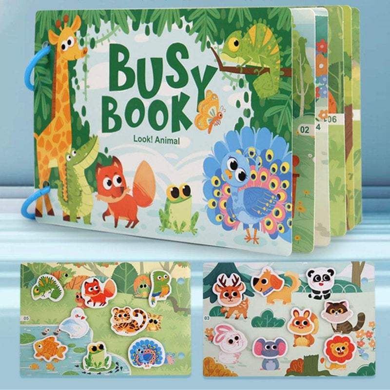 Early Education Busy Book with colorful interactive puzzles and reusable stickers for children aged 4-6 years