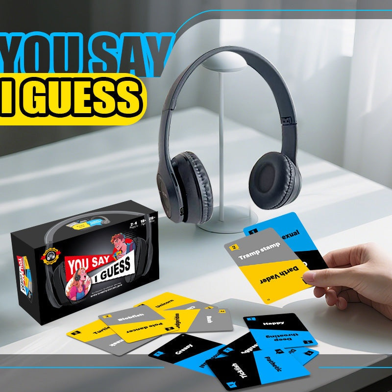 Lip reading party game with headphones and flashing sound for interactive fun at gatherings