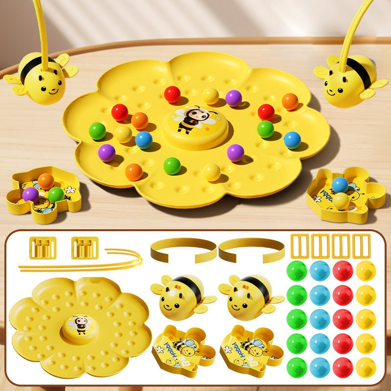 Children playing with a colorful bee honey collecting magnetic toy set