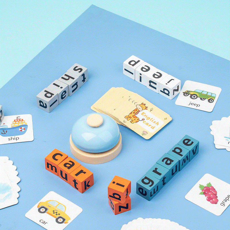 Children's English spelling game toy made of eco-friendly wood for interactive learning and parent-child bonding