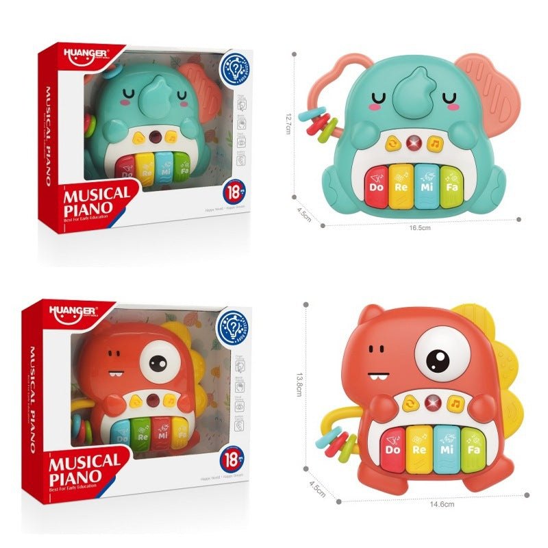 Colorful dinosaur-shaped electronic piano toy for children with light and sound features