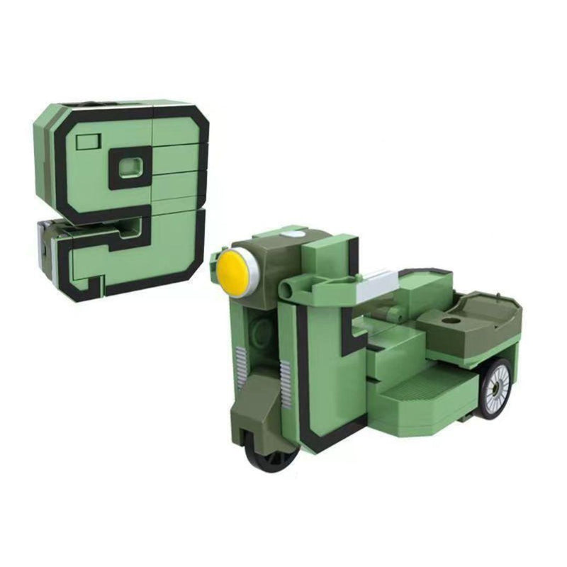 Digital deformation robot toy transforming from car to robot with colorful building blocks