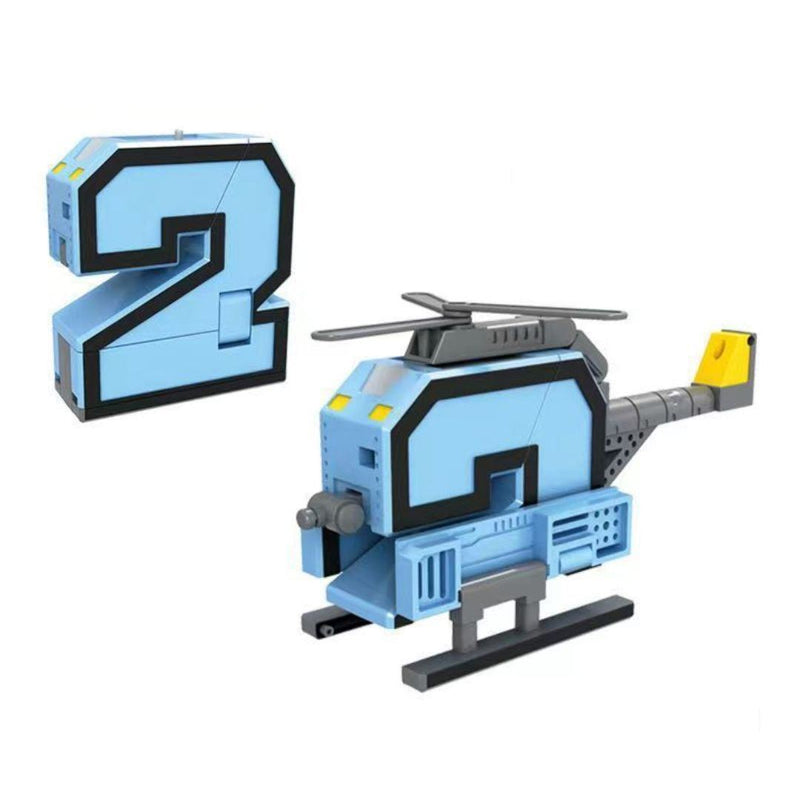 Digital deformation robot toy transforming from robot to car with building blocks