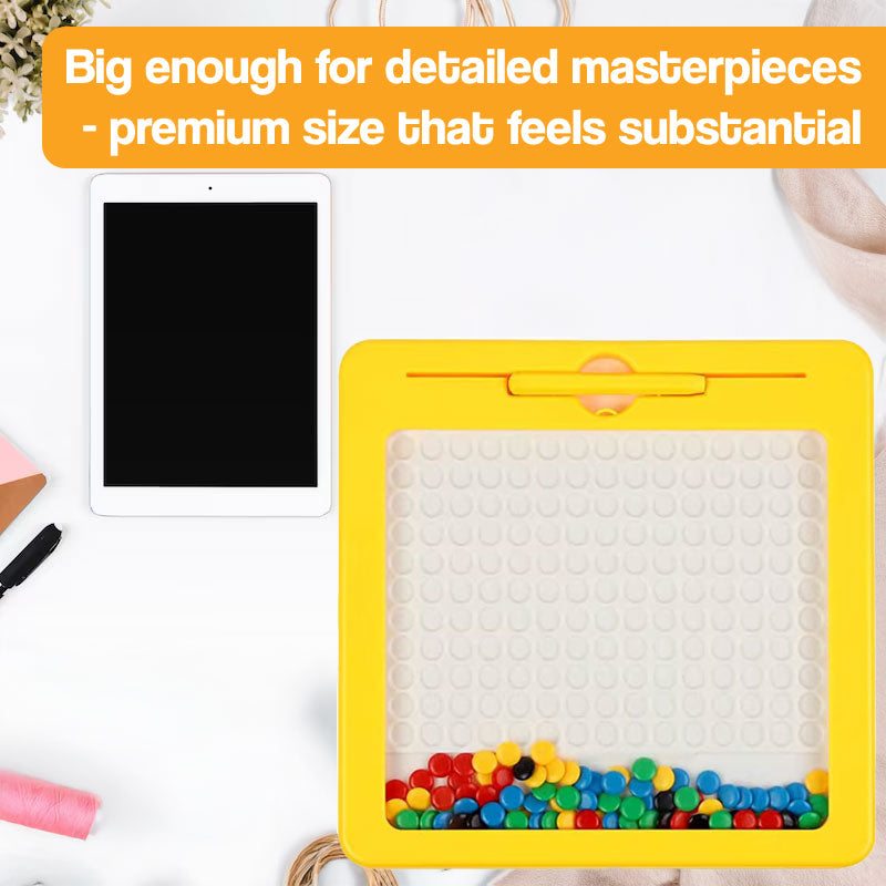 Colorful magnetic drawing board with beads and pattern cards for kids' creative play and learning