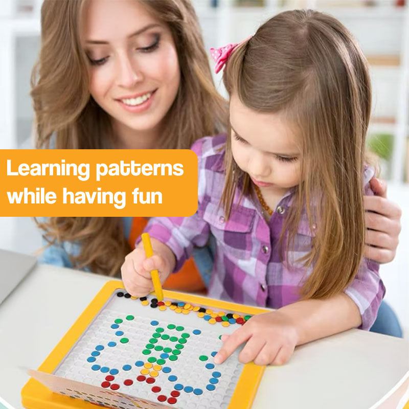 colorful magnetic drawing board with beads and pattern cards for kids creativity and learning