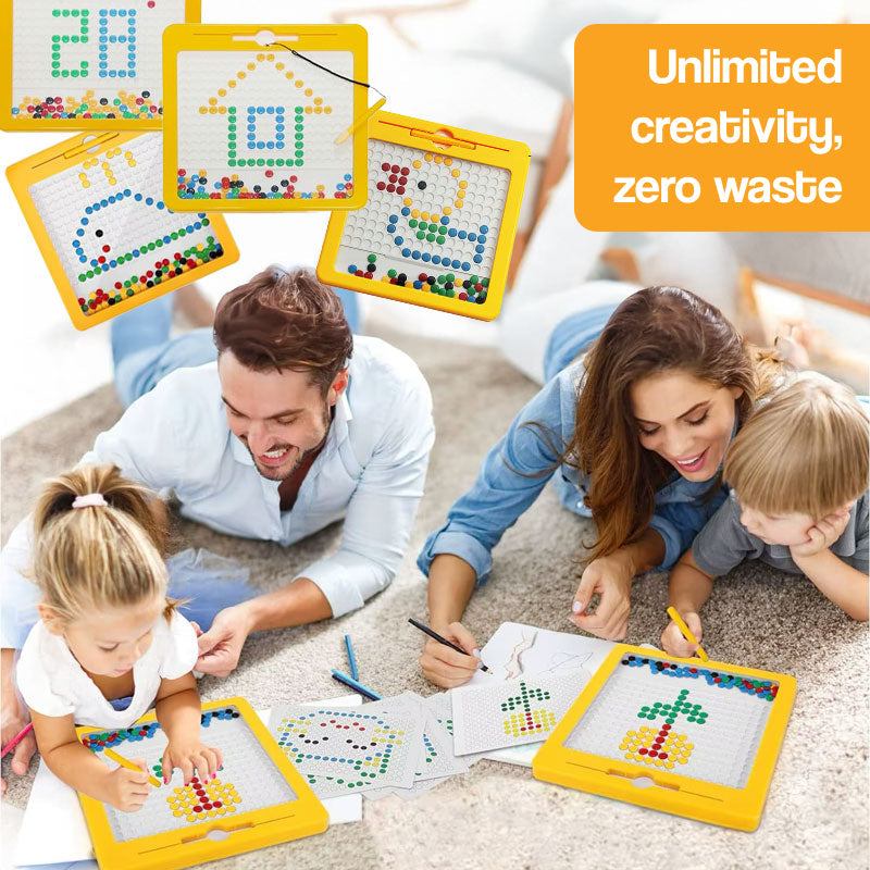 SnapBeads magnetic drawing board with colorful beads and pattern cards for creative, screen-free play