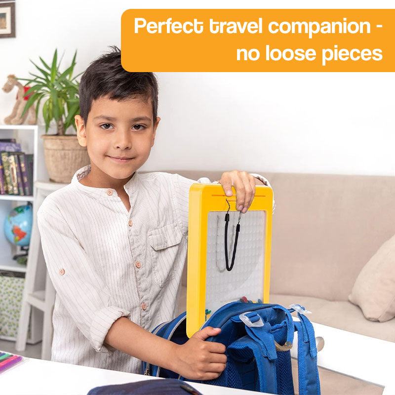 colorful magnetic drawing board with snapping beads and magnetic pen for kids creative play