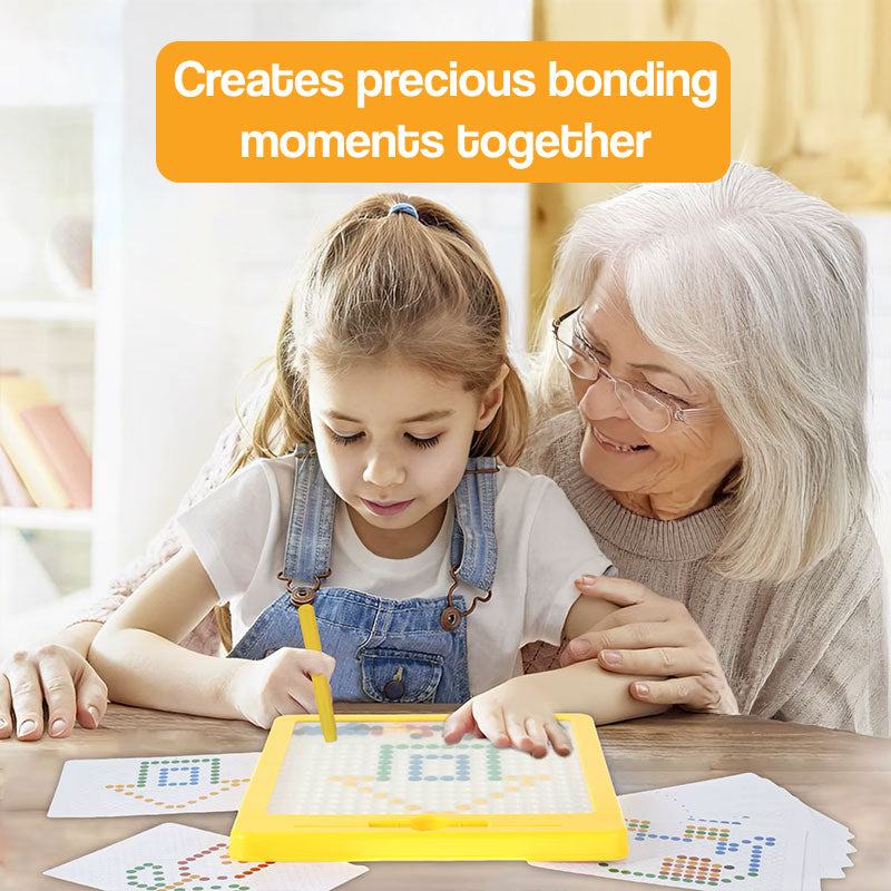 SnapBeads magnetic drawing board with colorful beads and pattern cards for creative kids play