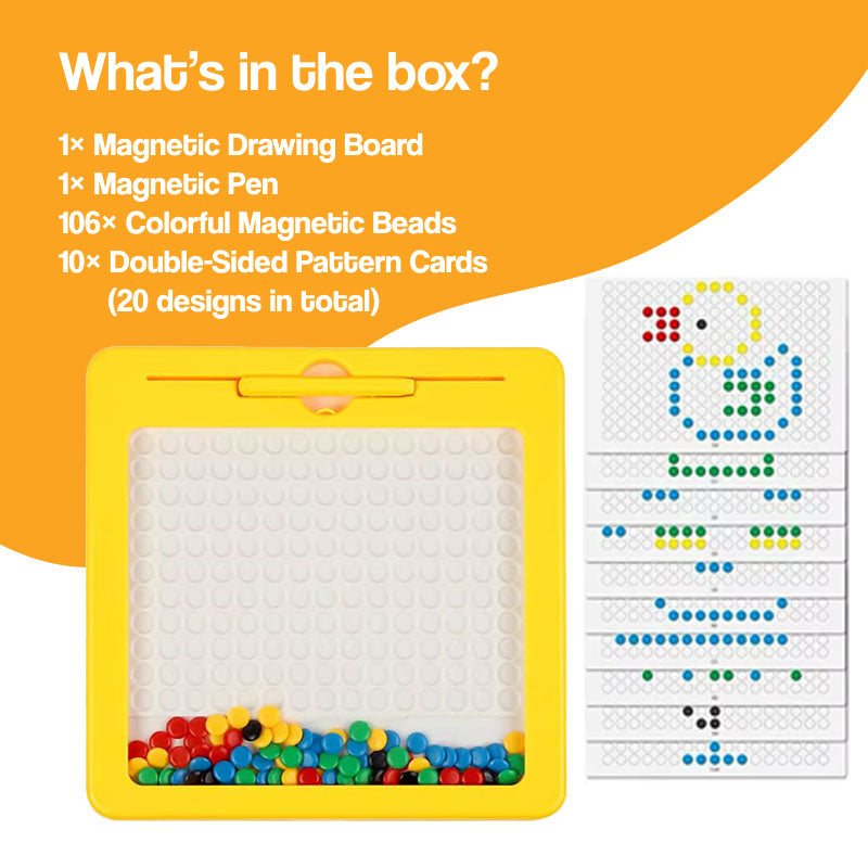magnetic drawing board with colorful beads and magnetic pen for kids creative play and learning