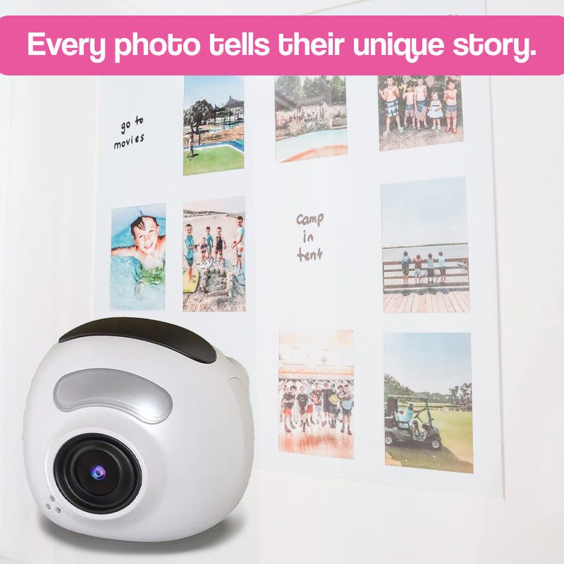 PocketLens Explorer kids camera in bright yellow with wrist strap and keychain clip, designed for children ages 6+ to capture 48MP photos and 1080P HD videos easily.